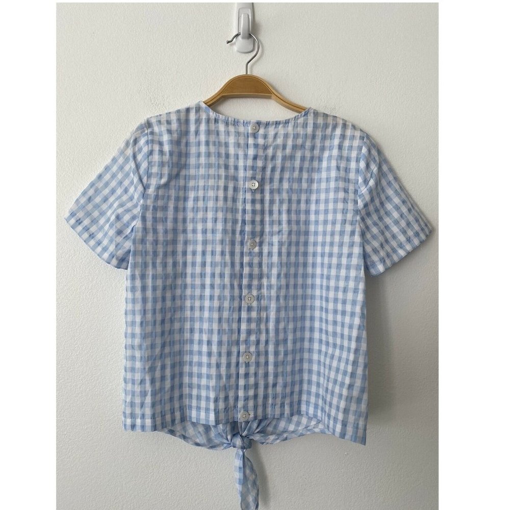 NWT Madewell Button-Back Tie Tee in Gingham Check - Picture 4 of 8